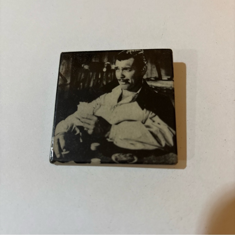 Vintage Pinup Button Clark Gable Playing Cards Pin